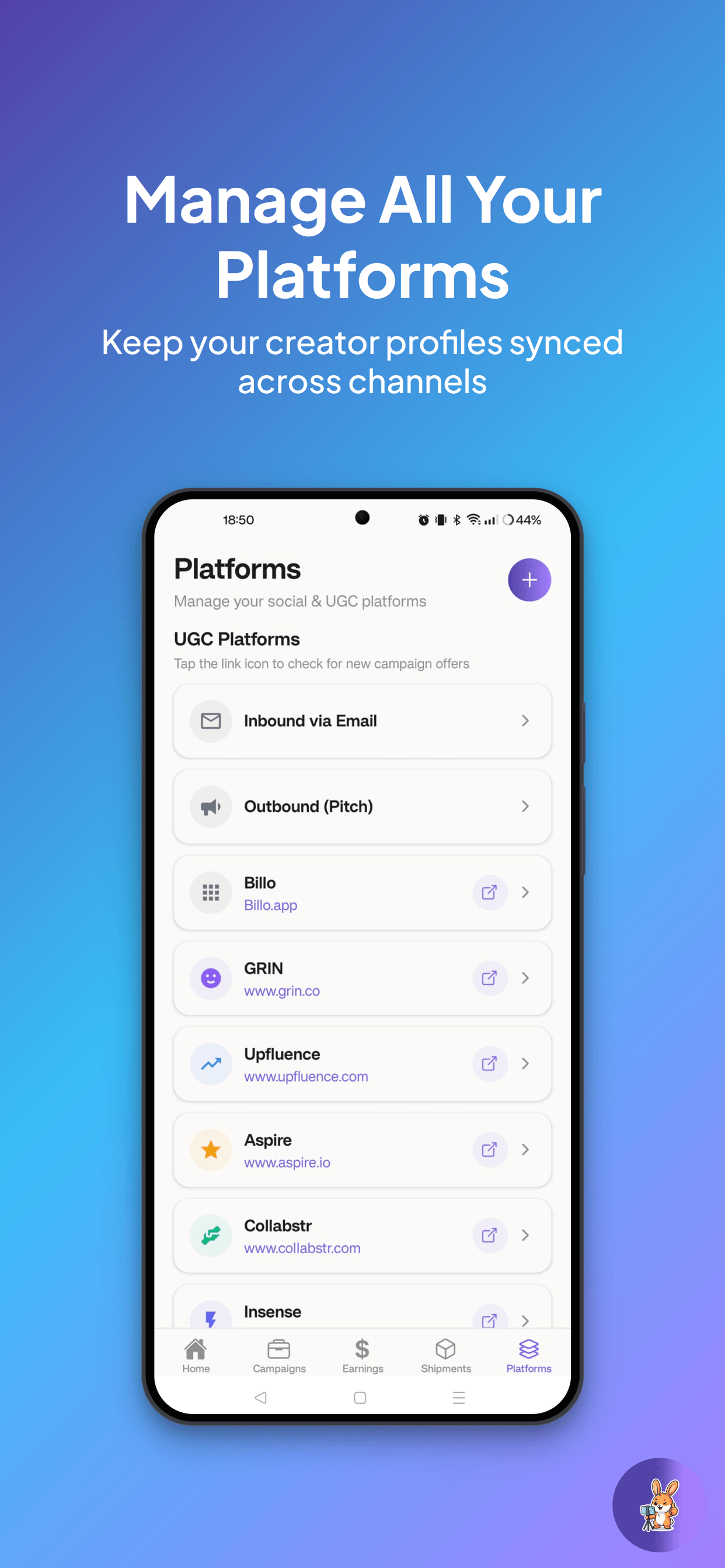 My UGC Influencer — Platforms